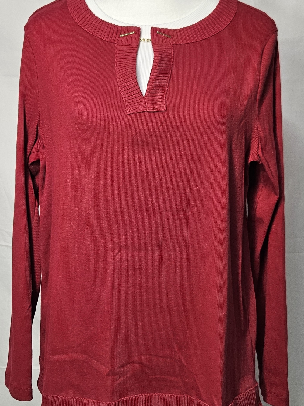 Rafaella Bright Raspberry Ribbed Long Sleeve Top